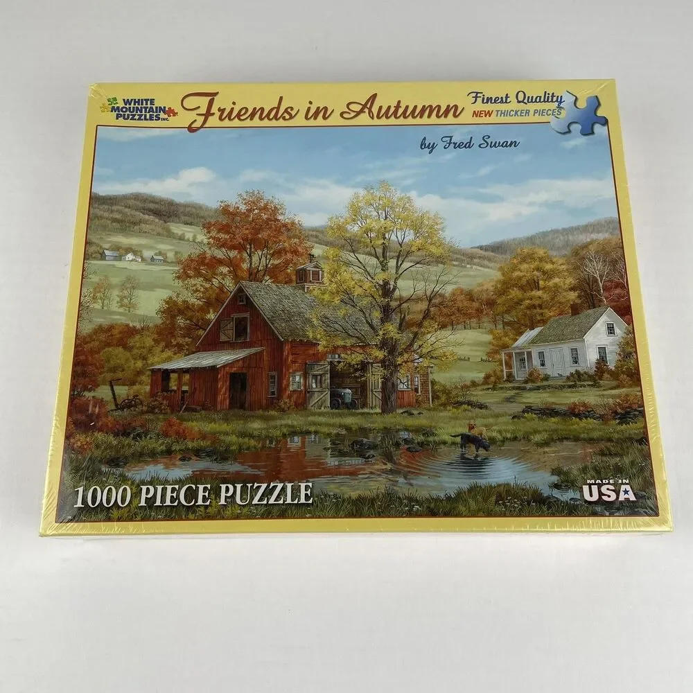Friends In Autumn Puzzle 1000 Pieces Fred Swan White Mountain USA Made New